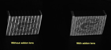 Comparing results adding lens to projector